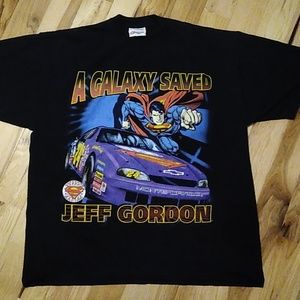 VINTAGE JEFF GORDON #24 DUPONT A GALAXY SAVED SUPERMAN NASCAR SHIRT SIZE XL